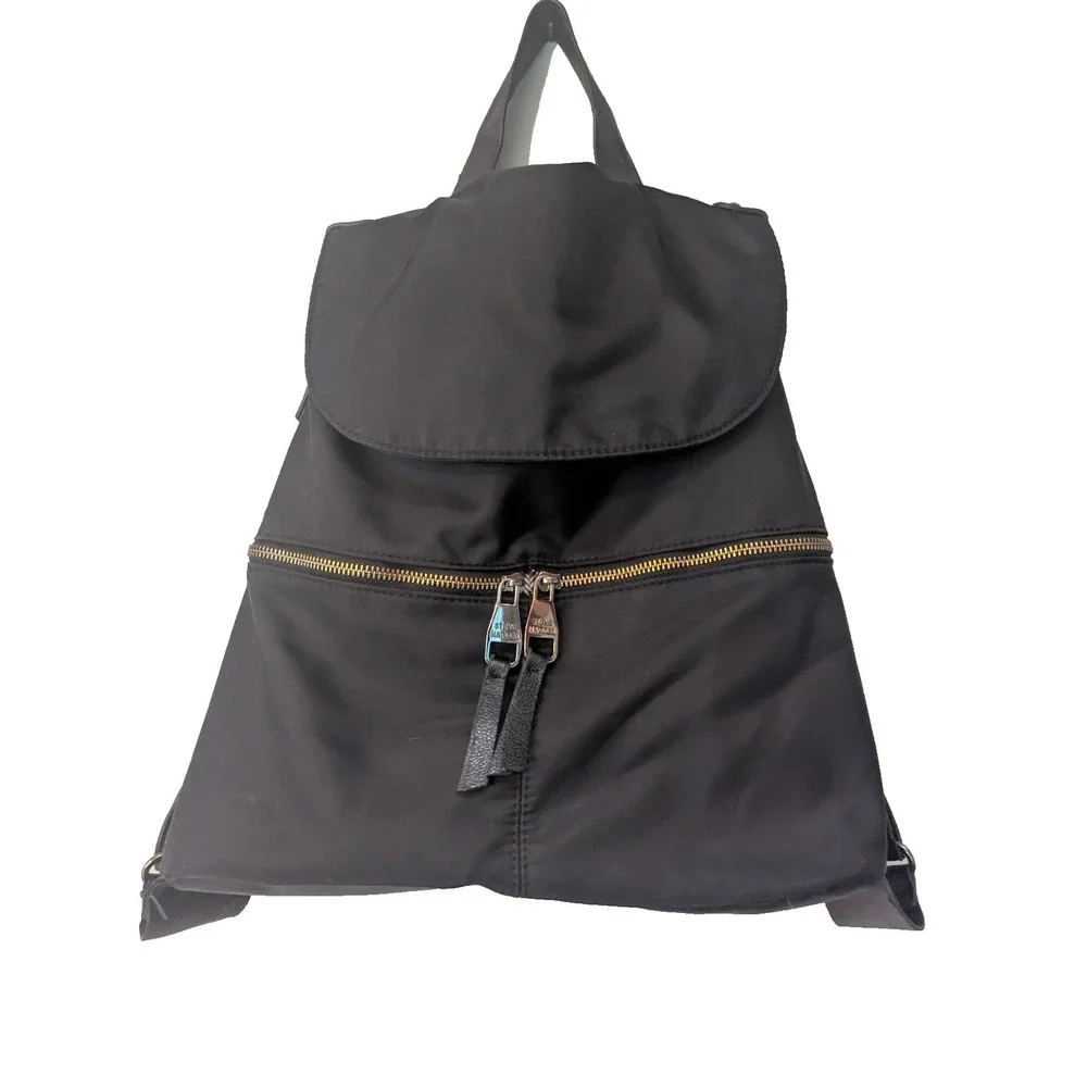 Steve Madden Black Nylon Faux leather Backpack Bag    Lining In Stripes